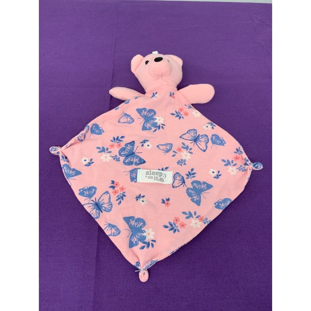 Sleep On It Mini Lovey Bear Pink Blue Butterflies Flowers Lovey Security Blanket
